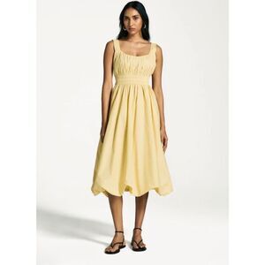 SEA New York Emmet Midi Dress L NWT Butter Yellow Boho Pastel Bubble Hem Summer
